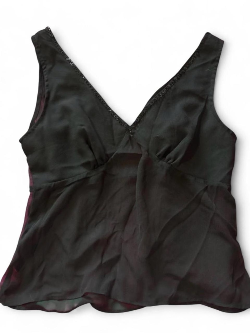Newport News Black Beaded V-Neck Camisole